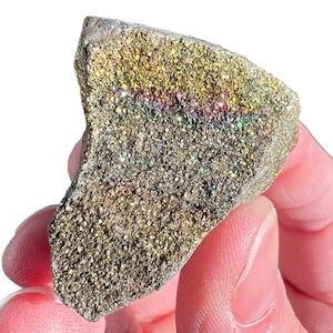 Rainbow Pyrite Druzy in Septaria from Volga River, Ulyanovsk Area, Russia, Iridescent Pyrite on Matrix, Pyrite Druzy Mineral Specimen #2
