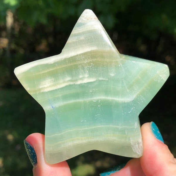 2.6" Pistachio Calcite Star  Light Green Calcite Star Crystal Gemstone Stars #2