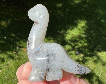 Crystal Dinosaur Figurine, Labradorite Dino, Brontosaurus, Small Dinosaur Carving, Home Decor, Adult Dino Decor, Gift for Kids, Boy Girl #1