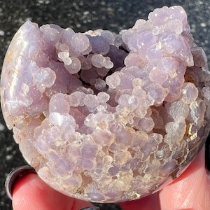 2.1&quot; Sparkly Grape Agate Sphere, Semi-Polished, Purple Botryoidal Chalcedony with Druzy Quartz, Birthday Gift for Women, Mom, Wife, Her #3
