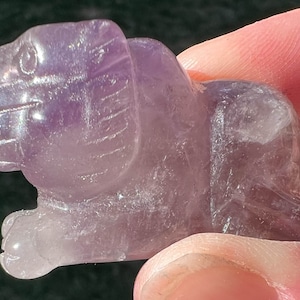 Purple Fluorite Lion Figurine #1 Small Crystal Cat Carving, Gemstone Tiger, Gift for Animal Lover, Spirit, Leo Crystals, Balance Chakras