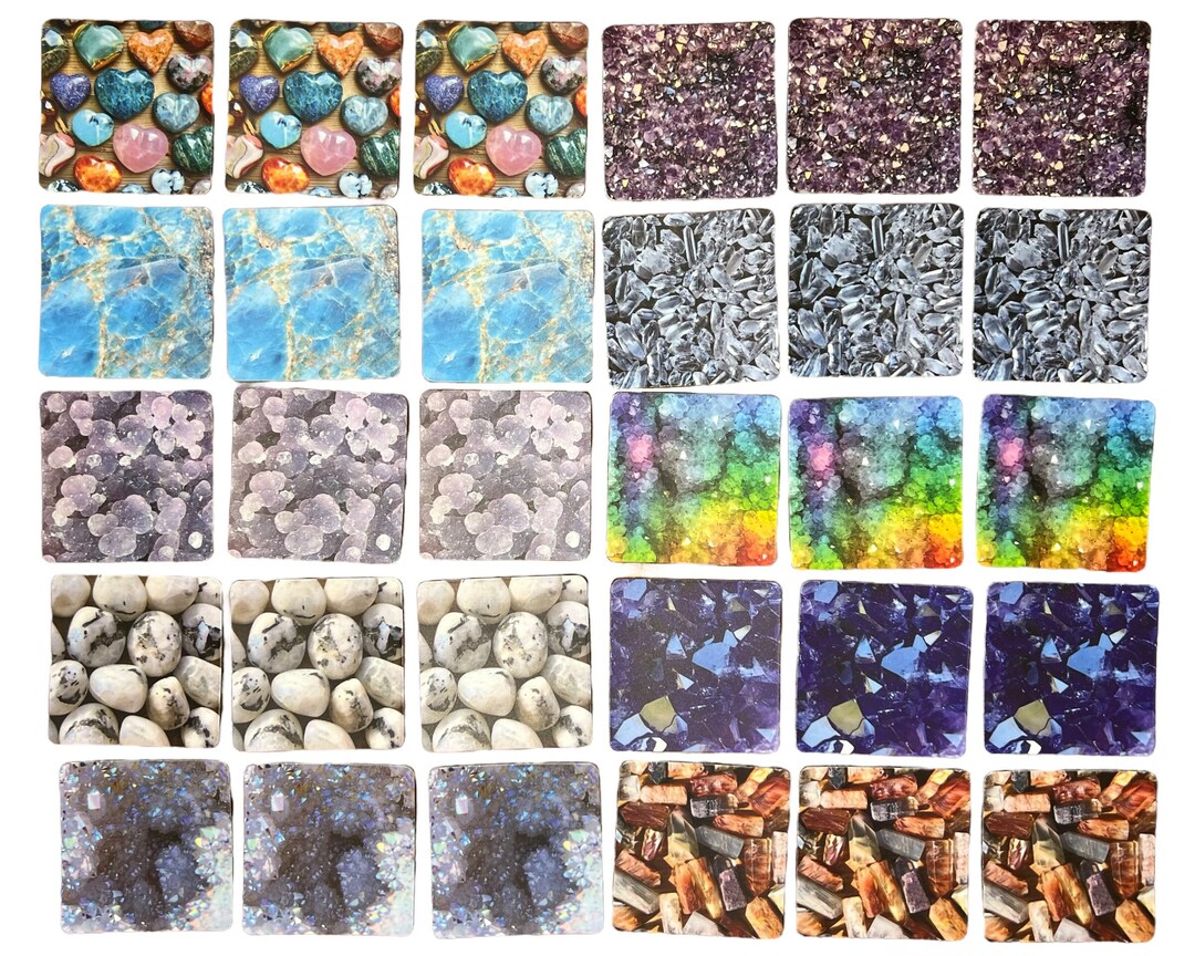 2 Crystal Square Gemstone Amethyst, Blue Apatite