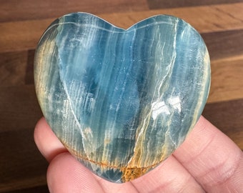 2インチ レムリアンブルーカルサイト クリスタルハート #7 アクアチン
