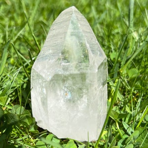 2.8&quot; Standing Lemurian Quartz Crystal from Brazil #5 Clear Cut-Base Lemurian Seed Point, Natural Termination, Self Standing, Gift for Her