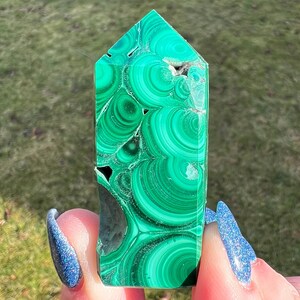 2&quot; Malachite Tower, Banded Green Crystal Point, Sparkly Druzy, Witchy Gift for Her, Home Decor, Birthday Gift for Best Friend #6