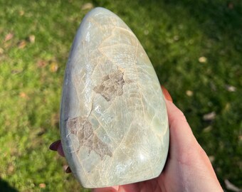 4.7" Garnierite Display Piece, Smoky Quartz, Blue Sheen Flash, Freestanding Polished, Large Gemstone, Self Standing, Birthday
