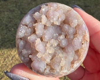 1.8" Grape Agate Sphere, Crystal Sphere, Semi Polished, Semi Sphere, Purple Botryoidal Chalcedony, Birthday ,  #7