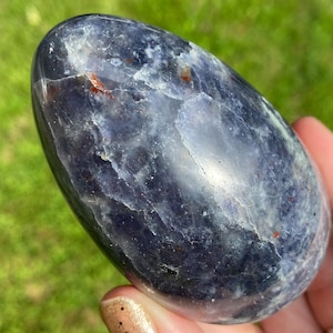 3.1&quot; Bloodshot Iolite Egg, Crystal Egg, Confetti Sunstone Iolite with Hematite, Gemstone Egg, Large Egg, Easter Egg Gift Home Decor #3