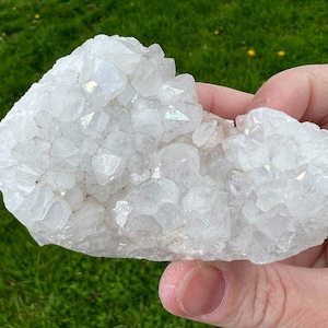 Anandalite Quartz Cluster, Aurora Crystal, Natural Rainbow Iris Quartz Druzy, Iridescent #4