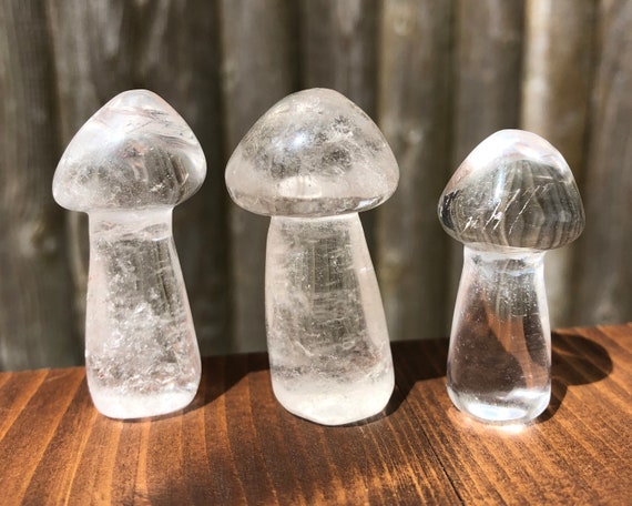 小さな水晶キノコ1個 / 透明菌類クリスタル彫刻 - Etsy 日本