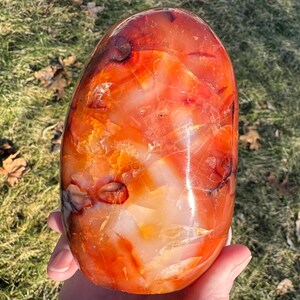 4.3&quot; Carnelian Freeform, Large Carnelian Crystal #2 Carnelian Agate, Polished Stone, Home Decor, Virgo Birthstone Gift for Leo Sacral Chakra