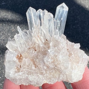 Blue Mist Quartz Cluster from Colombia, Clear Crystal, Colombian Optical Blue Smoke Lemurian Seed, Rare Minerals, Gift for Her Collector #38