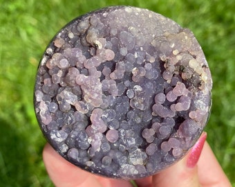 Grape Agate Sphere, Sparkly Semi Polished Purple Druzy Chalcedony Crystal #5