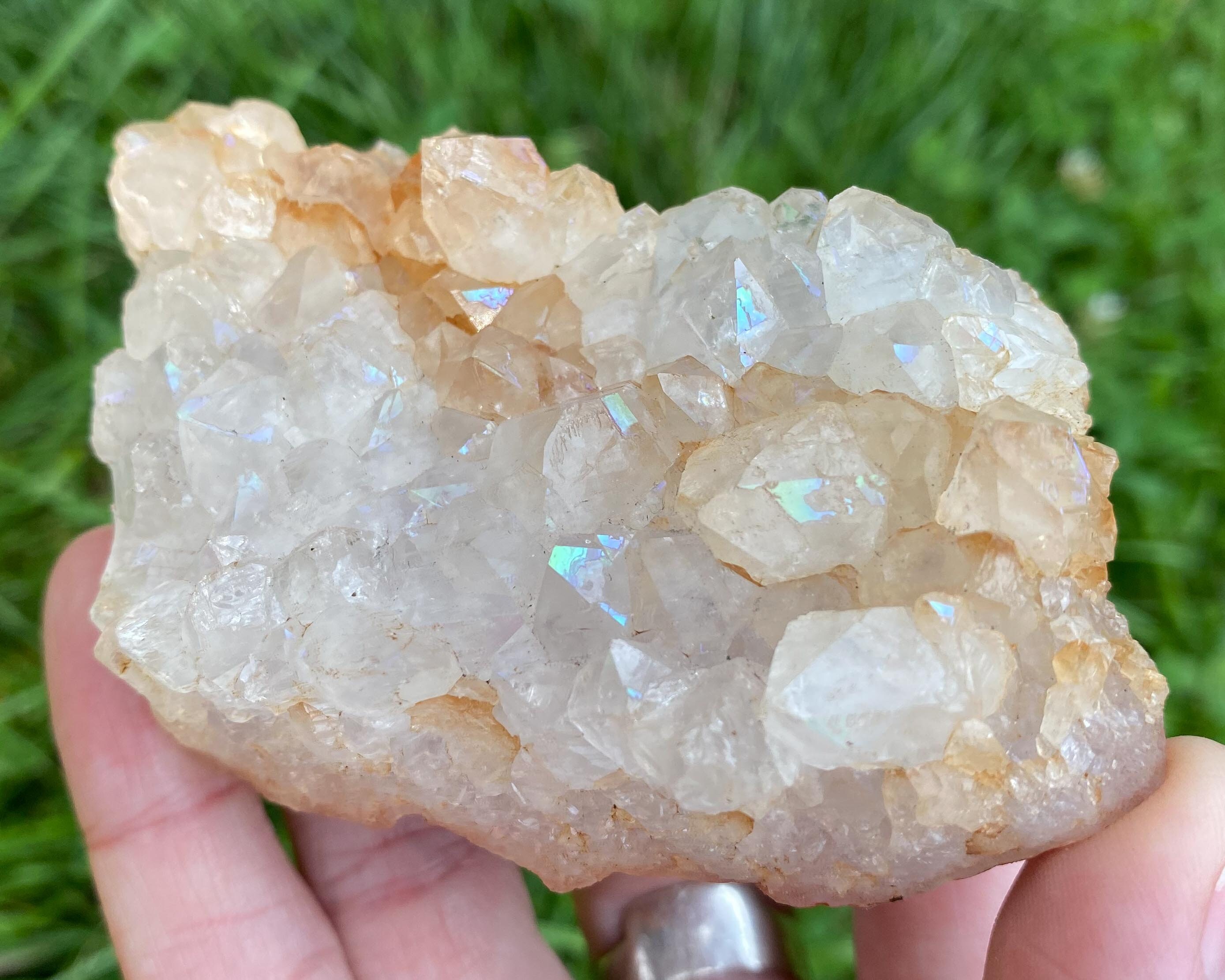 Anandalite Quartz Cluster, Aurora Quartz, Rainbow Iris Quartz