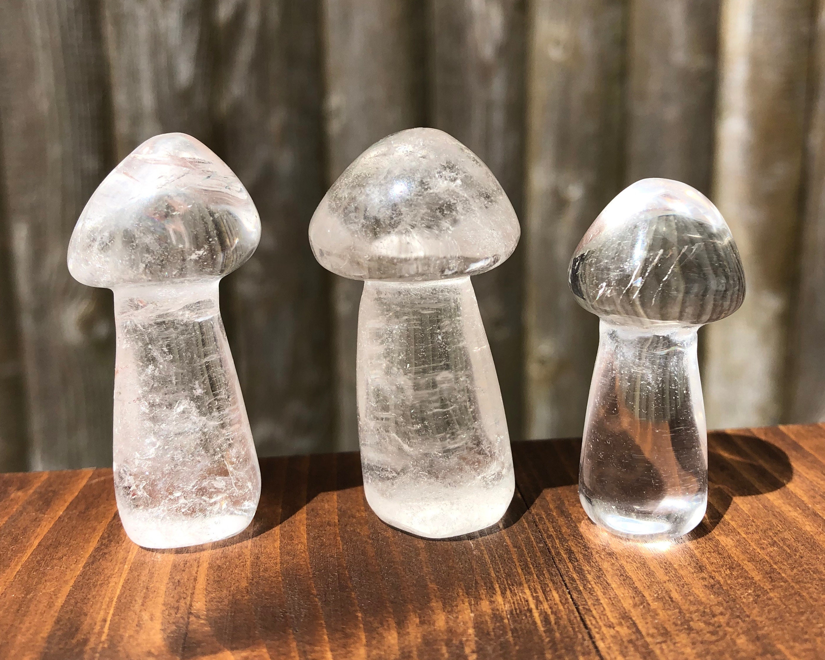 小さな水晶キノコ1個 / 透明菌類クリスタル彫刻 - Etsy 日本
