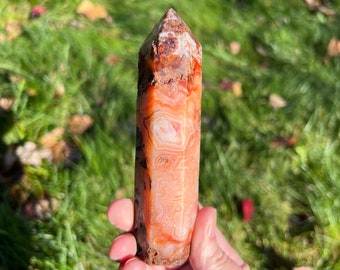 縞模様のカーネリアンアゲートタワー：大型研磨ポイント、ホーム