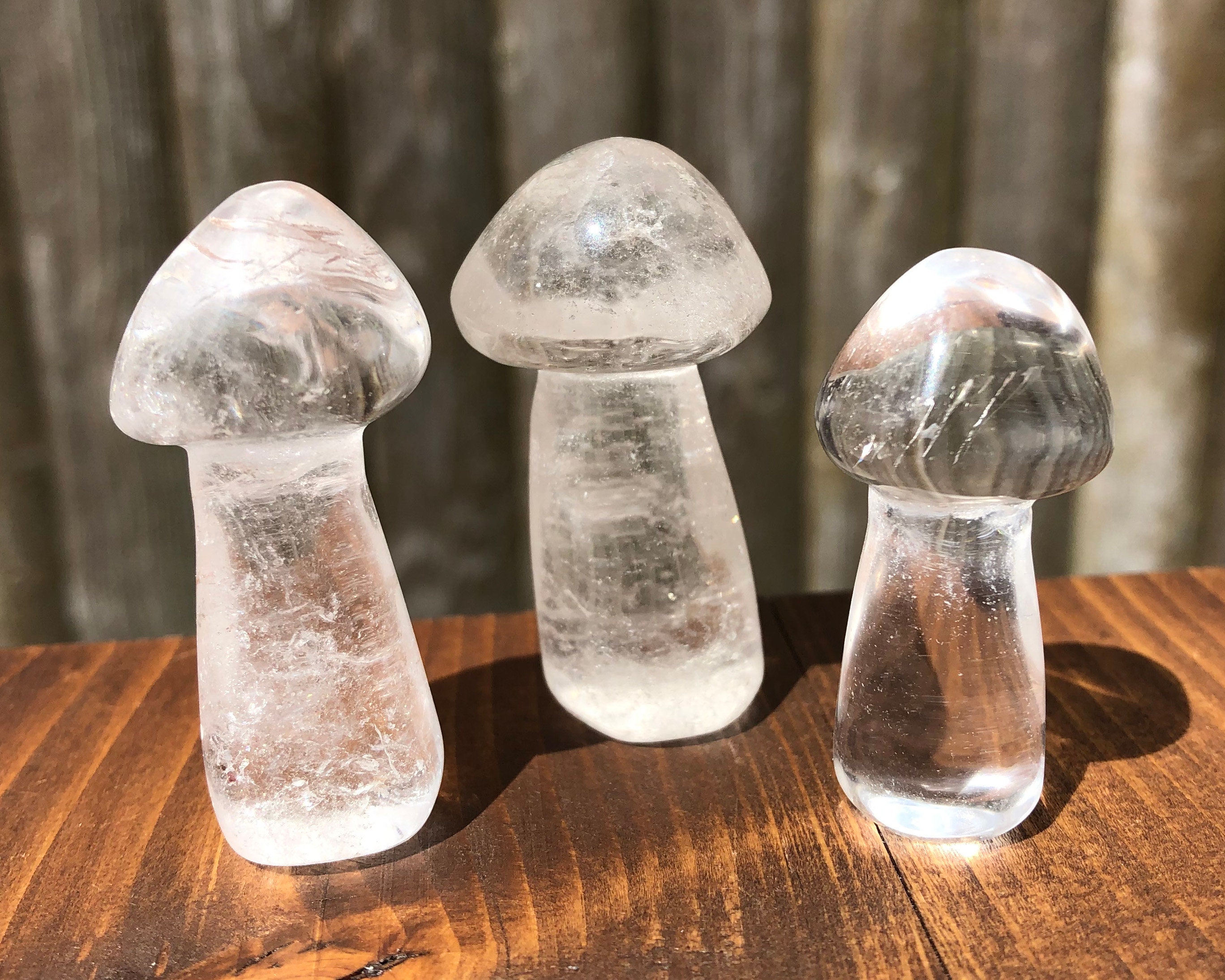 小さな水晶キノコ1個 / 透明菌類クリスタル彫刻 - Etsy 日本