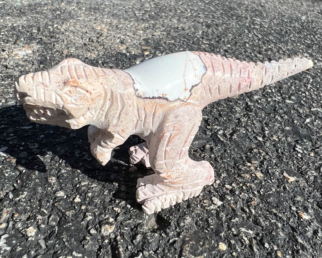 Opal Dinosaur Carving, T-rex, Mexican Opal in Matrix