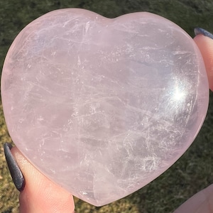 2.8&quot; Star Rose Quartz Heart, Crystal Heart Gemstone Heart with Asterism, Pink Quartz with Star and Rainbows, Girasol Quartz, Gift for Her #3