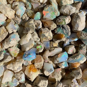 Bulk Rough Ethiopian Welo Opal with Bright Rainbow Fire Opal, Raw Lots, Bulk, Wholesale