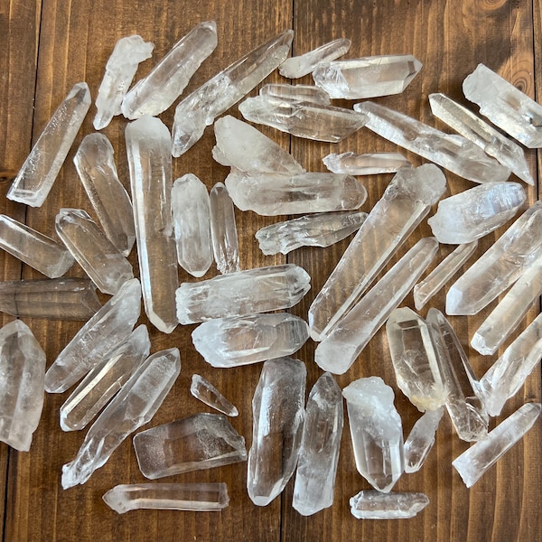 Jewelry Size Small Lemurian Quartz Points Bulk 1/2 1/4 Pound Laser Natural Clear Crystals Supply Lot Parcel for Pendants Necklace