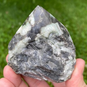 Emerald in Matrix Point, Top Polished Emerald Tower, Rough Sides, Green, May Birthstone, Gift for Her, Emerald Point #1