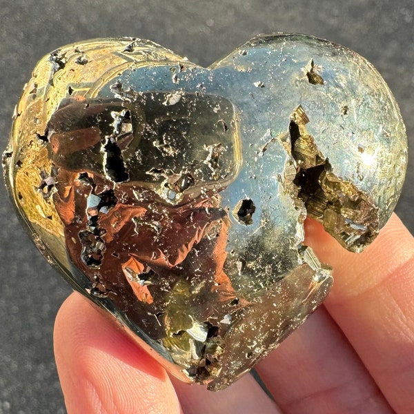 2" Pyrite Druzy Heart #1 Sparkly Cubic Chispa Pyrite Crystal Cluster Heart from Peru, Fools Gold, Abundance, Wealth, Gift for Leo, Gemstone