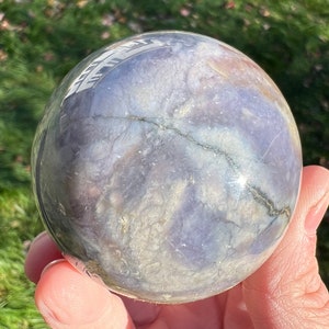 2.2" Purple Chalcedony Sphere from Indonesia #2 Large Lavender Crystal Ball, Gemstone Home Decor Accessories, Witchy Gift for Her, for Him