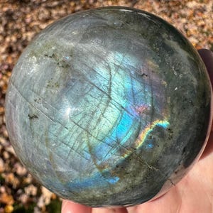 2.9&quot; Labradorite Sphere, Rainbow Flash, Crystal Ball, Sagittarius, Polished Stone, Pink Blue Witchy Living Room Decor, Gift for Her, Him #5