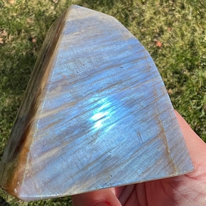 3.2&quot; Sunstone Moonstone Freeform, Belomorite Moonstone, Blue Flash, Confetti Sunstone, Home Decor Gift for Her, Flashy Crystal Freeform #3