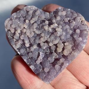 1.8&quot; Sparkly Grape Agate Heart, Semi Polished Purple Botryoidal Chalcedony with Druzy Quartz, Crystal Cluster Heart, Gift for Girlfriend #10