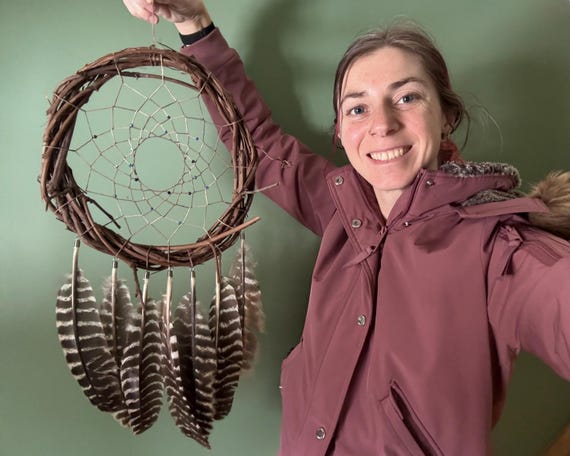Vine Dream Catcher: Wild Turkey Feathers, Rustic Home Decor - Etsy