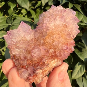 Chunky Spirit Quartz Cluster, Funky Large Purple & Orange Amethyst Cactus Quartz Crystal Druzy Mitten, Birthday Gift, February Birthstone #M
