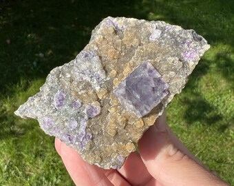 Purple & Blue Fluorite, Muscovite and Quartz Needles from Yaogangxian, Hunan, China, Crystal Cluster, Mineral Specimen, Gemstone Gift Her 1