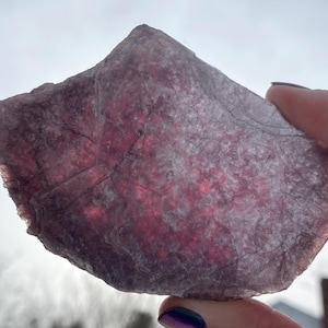 Placa de Lepidolita de 4&quot;, Cristal de Mica de Lítio Roxo Natural, Lepidolita Bruta, Lepidolita Bruta, Fatia de Lepidolita Gemmy nº 2