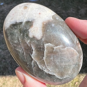 Polarity Moonstone Palm Stone, Large Cat&#39;s Eye Feldspar, Smooth Flashy Crystal #1