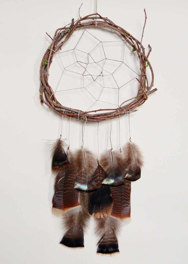 Vine Dream Catcher with Iridescent Wild Turkey Feathers image 5