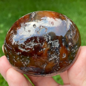 Carnelian Crystal Palm Stone, Polished Agate, Dark Red Black Orange, Virgo Birthstone, Gift for Leo, Crystal for Fertility, Sacral Chakra #2