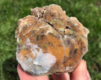 Calcedonia cromada, cuarzo druzy colorido, espécimen mineral de Turquía n.° 7