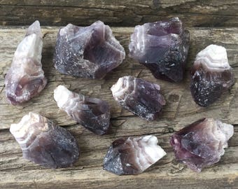 5 Chevron Amethyst Punkte, Rohkristalle, natürlich - Februar Geburtsstein