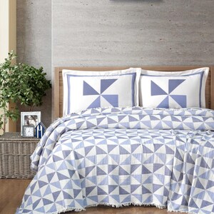 5 Color Options Muslin Bedspread Set - Double Size Bedding Set