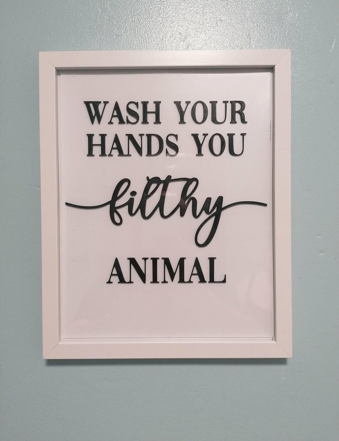 Wash Your Hands Sign – Funny Bathroom Wall Art – 8x10 Framed Sign ...