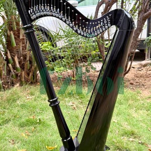 27 String Black Lever Harp Beech Wood Celtic Harp Irish Folk Music Harp Handmade Round Soundbox Harp Pedal Style Sound Gift for Musicians