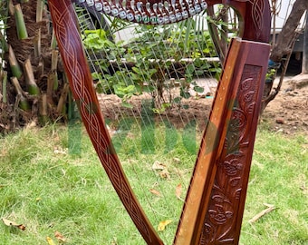 22 String Rosewood Celtic Lever Harp: Irish Lyre with Bag & Accessories - US Duty Free