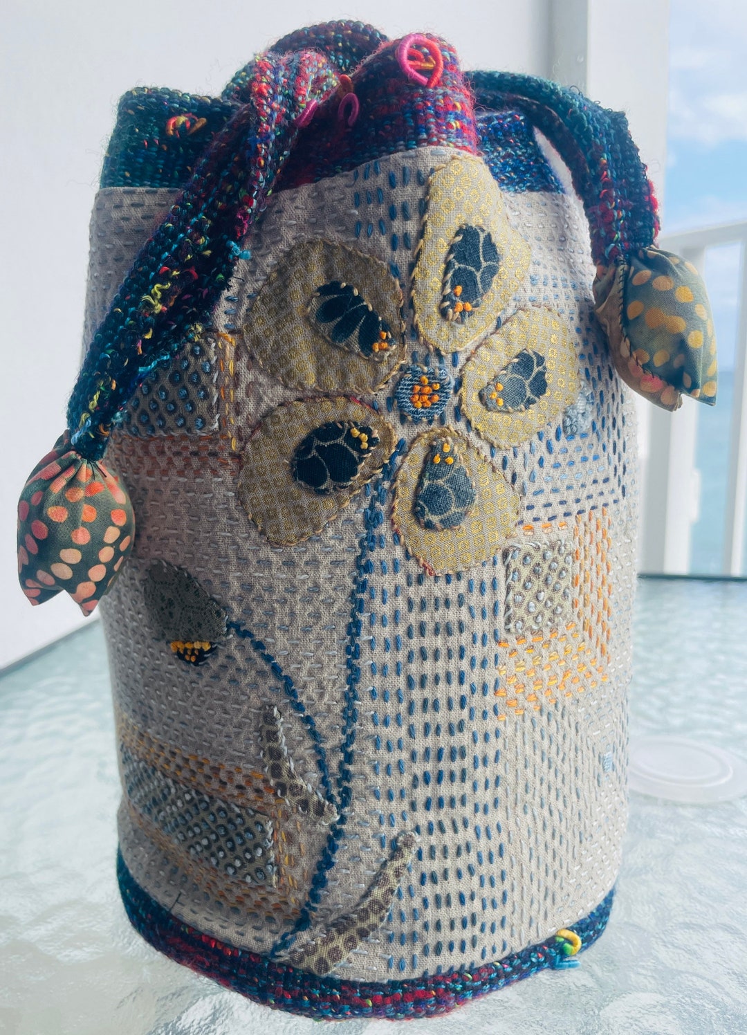 Japanese Rice Bag Embroidered Sashiko Bag Version 1 Etsy