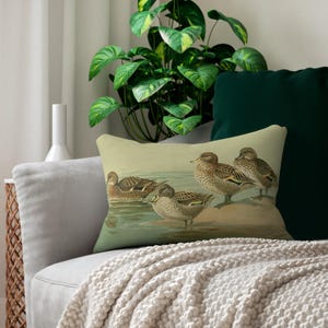Ducks Lumbar Pillow: Nature Lover Wildlife Decor, Animal Print Cushion