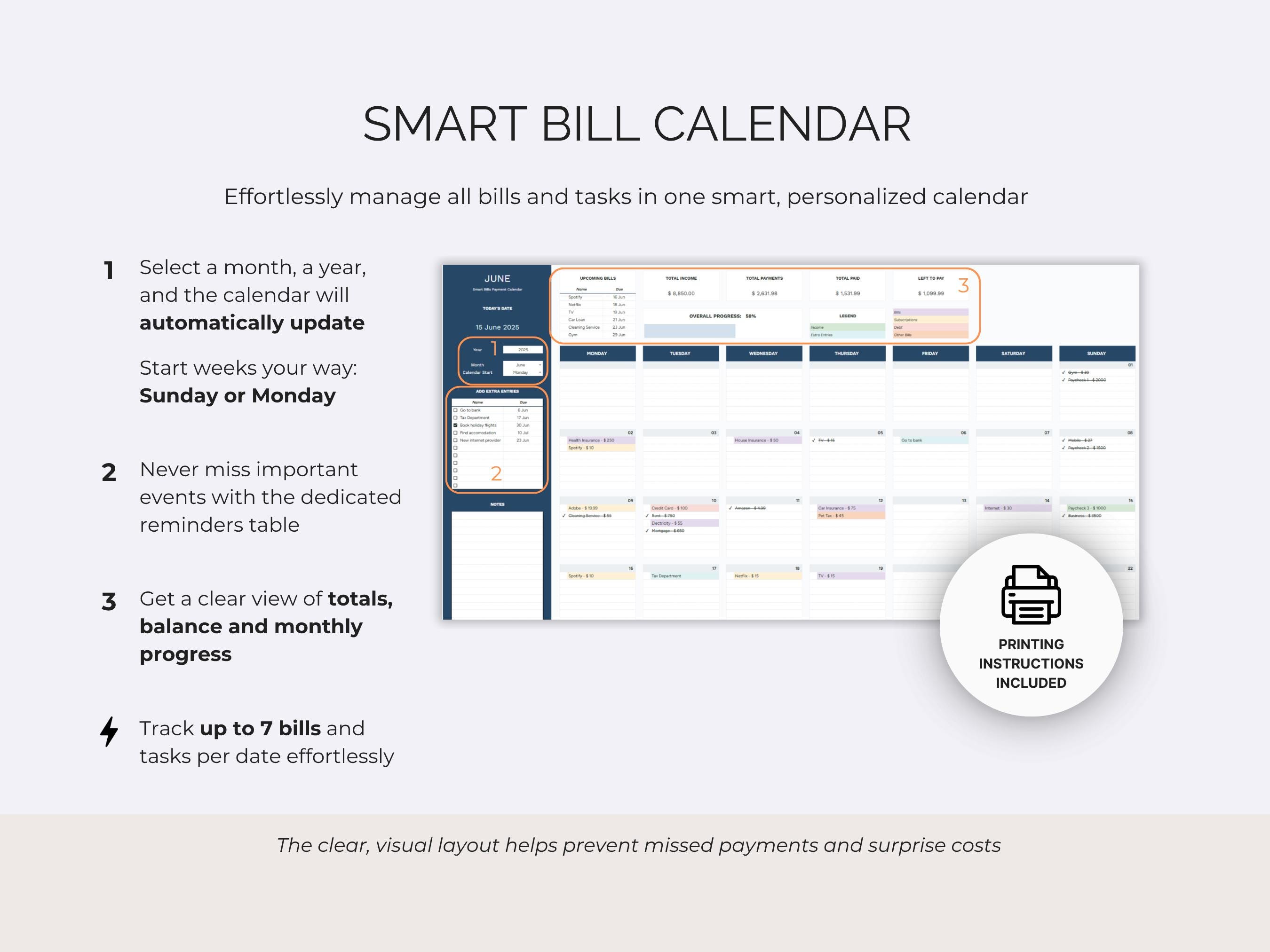 Bill Tracker Spreadsheet Google Sheets Budget Planner Printable Bill ...