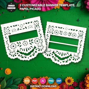 Customizable Papel Picado Template – Mexican Banner SVG – Digital File for Laser Cut & Party Decor