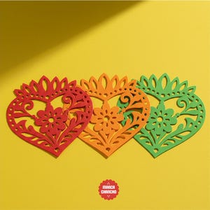 Valentine Hearts SVG Bundle | Mexican Talavera Hearts for Cricut & Silhouette | Papel Picado Style Cut Files image 6