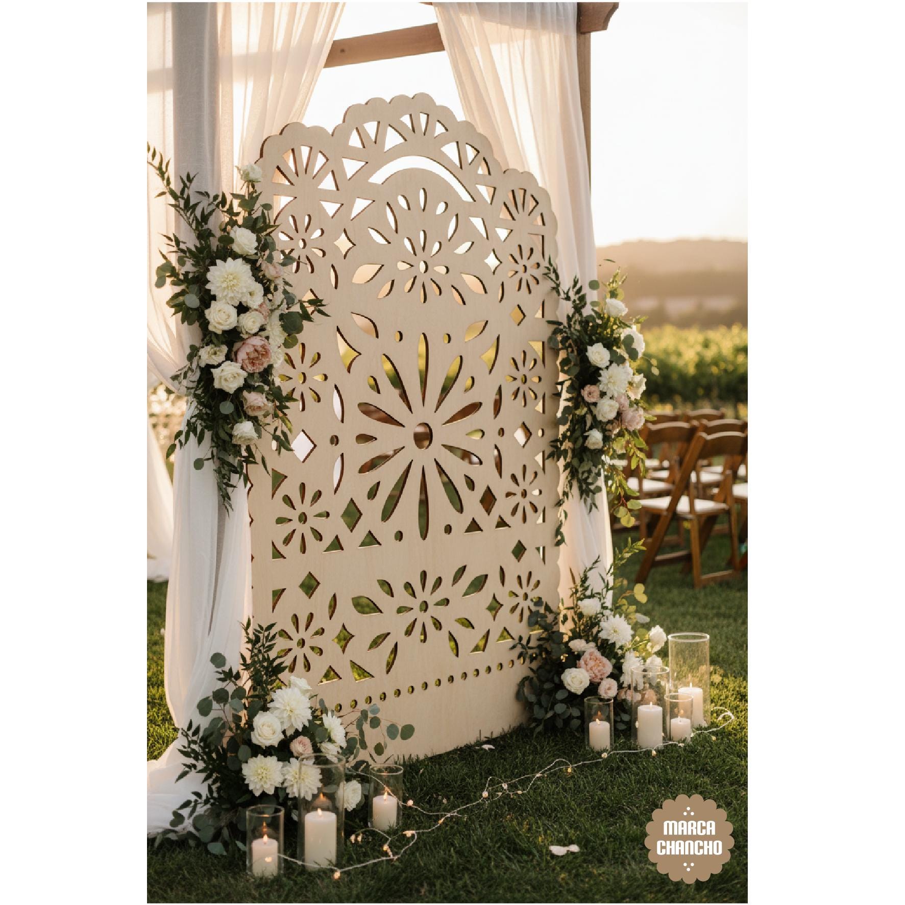 Boho Wedding Backdrop SVG | Floral Arch Panel Laser Cut File ...